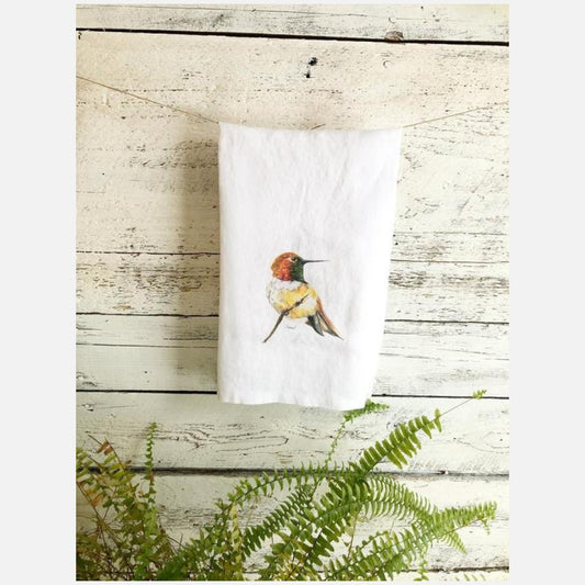 French Linen Rofous Hummingbird Tea Towel